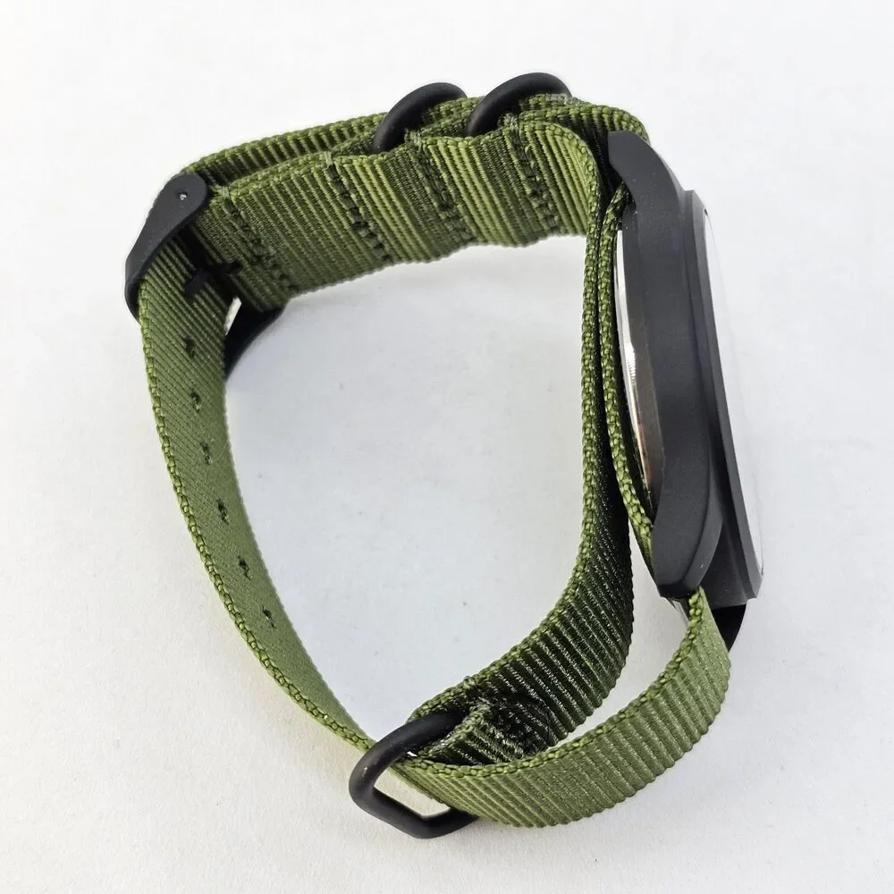 Men's Field Easy‎ Read Watch 42MM Black Dial Army Green Nylon Band Strap